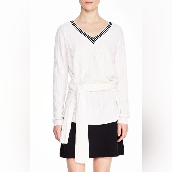 Sandro Emma tie waist cable knit sweater - Picture 1 of 8